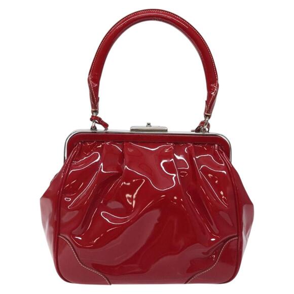 PRADA Hand Bag Enamel Red Silver - Picture 3 of 13